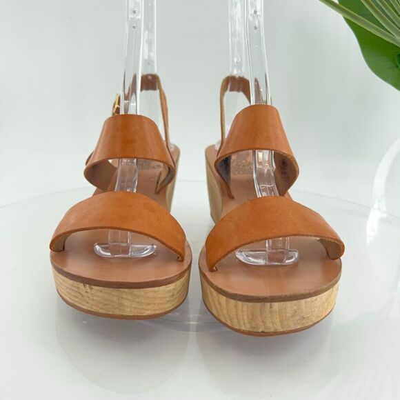 Ancient Greek Sandals Women's Sandal Size 37 7 Saddle Tan Leather Slingback Wood - Picture 4 of 16